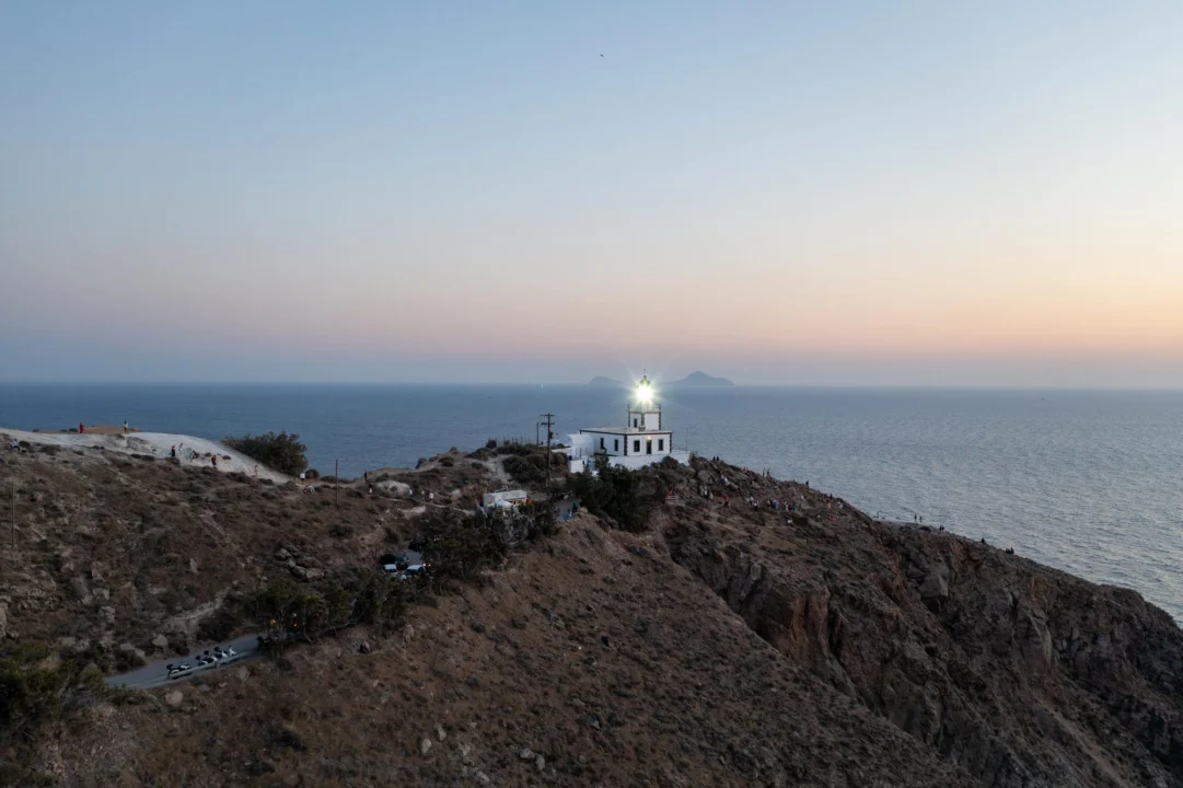 Miasto i architektura — Lighthouse Akrotiri Santorini Grecja